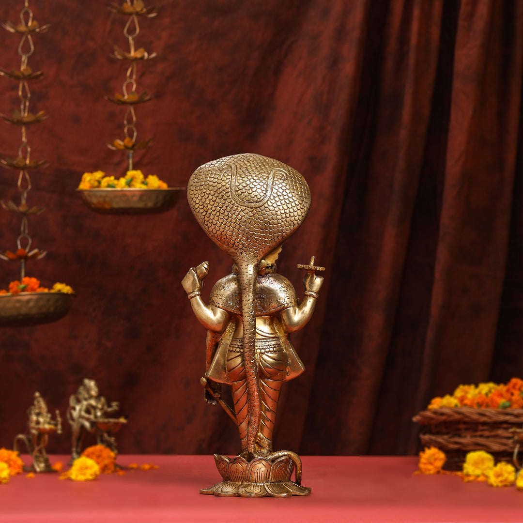 Brass Standing Lord Vishnu Idol (16.5 Inch)