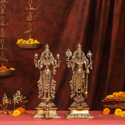 Brass Standing Vishnu Lakshmi Set (15 Inch)