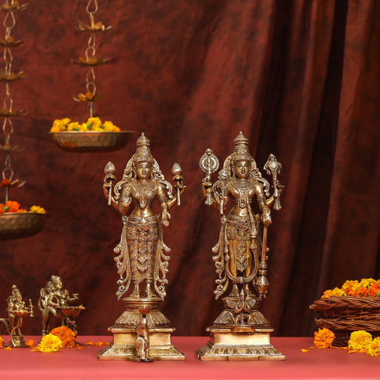 Brass Standing Vishnu Lakshmi Set (15 Inch)