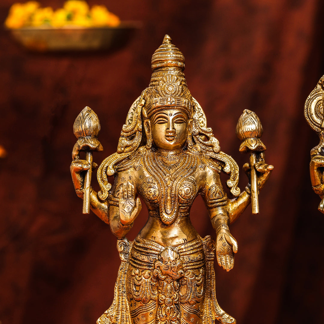 Brass Standing Vishnu Lakshmi Set (15 Inch)