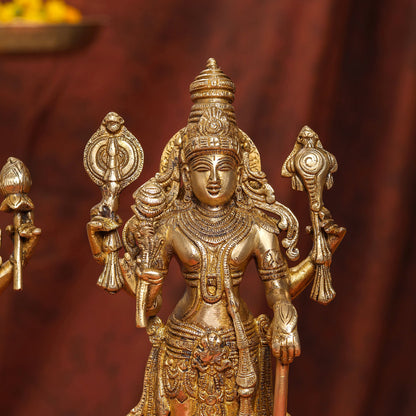 Brass Standing Vishnu Lakshmi Set (15 Inch)