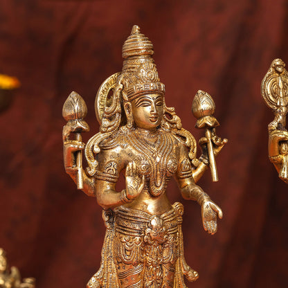 Brass Standing Vishnu Lakshmi Set (15 Inch)