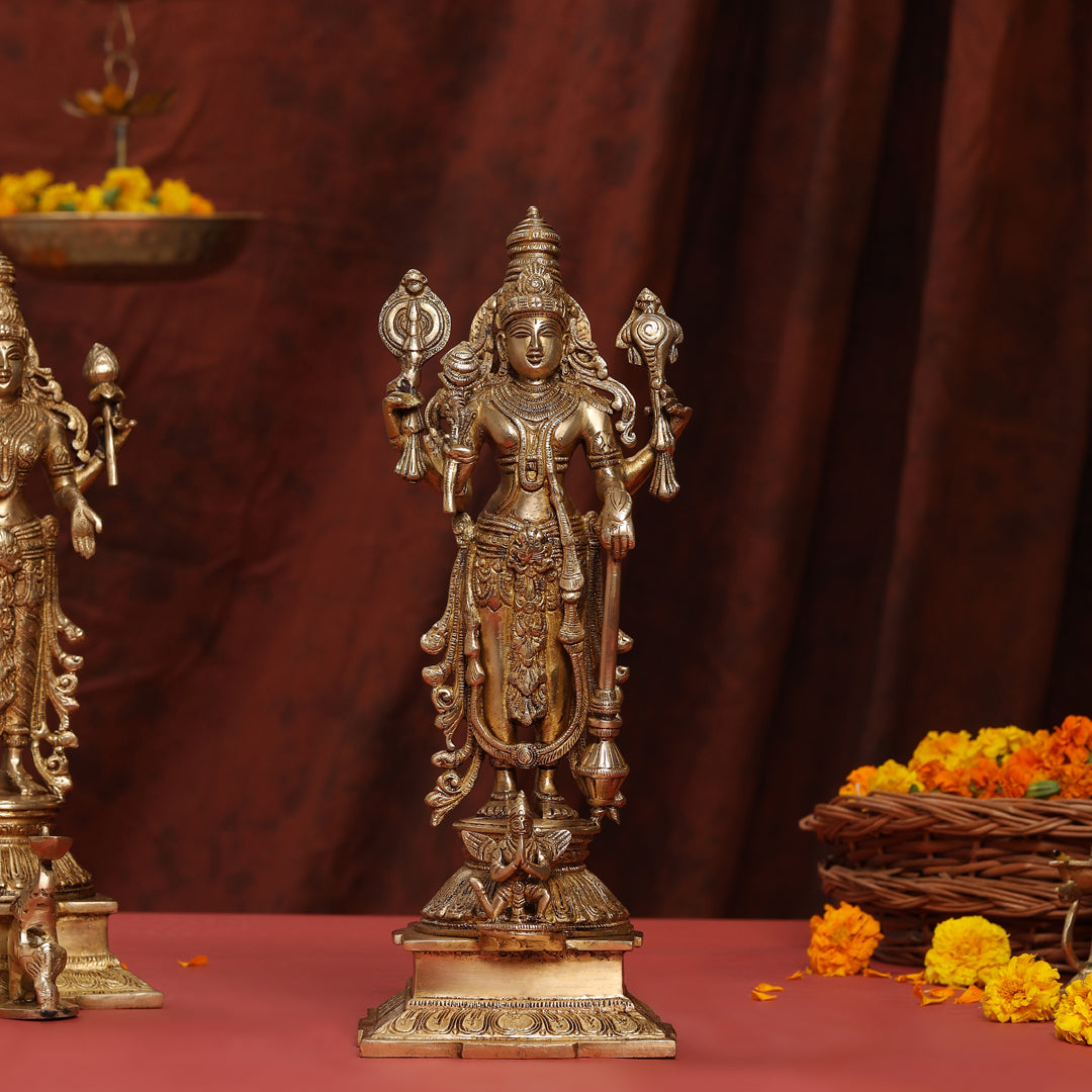 Brass Standing Vishnu Lakshmi Set (15 Inch)