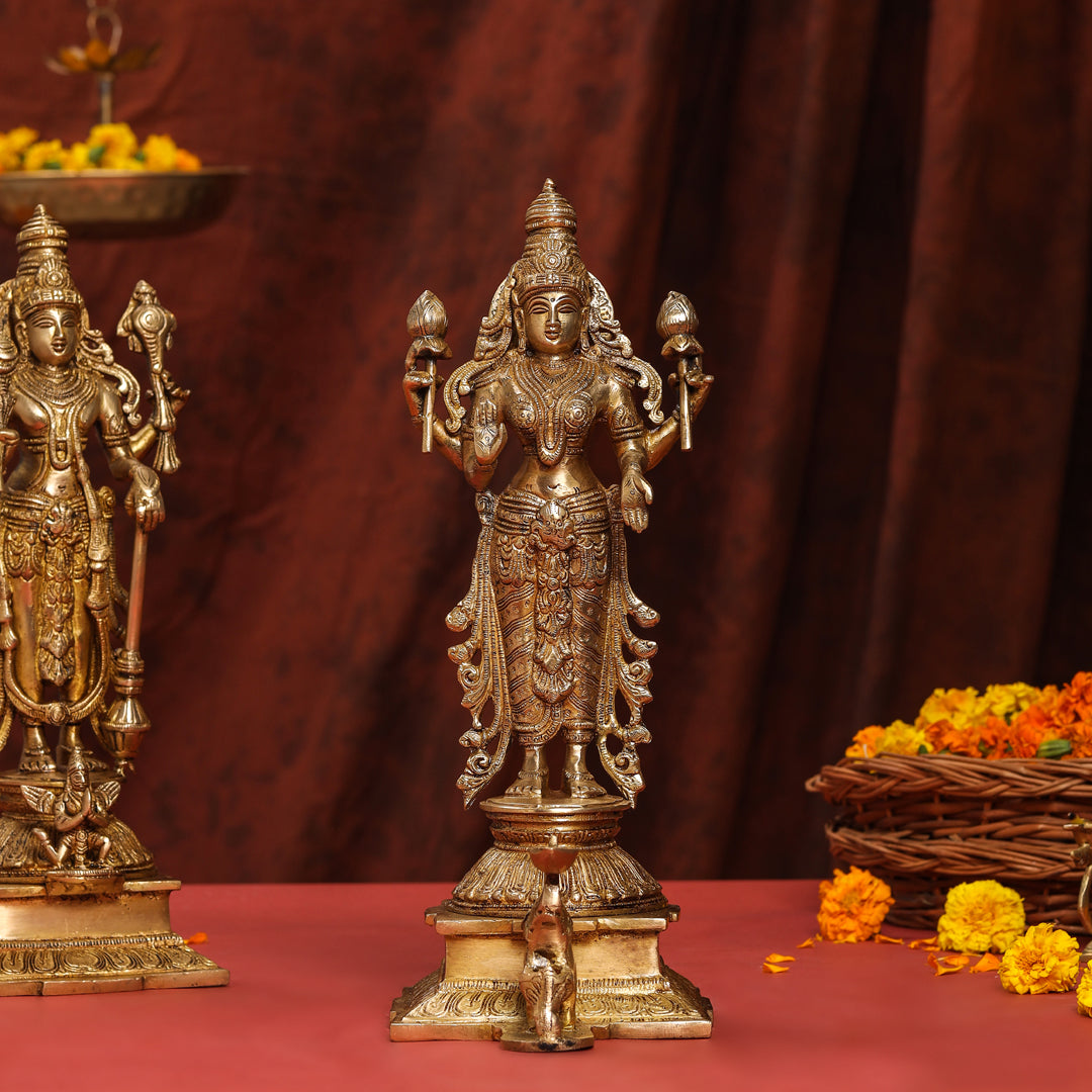 Brass Standing Vishnu Lakshmi Set (15 Inch)