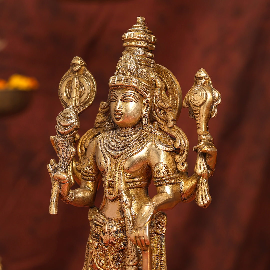 Brass Standing Vishnu Lakshmi Set (15 Inch)