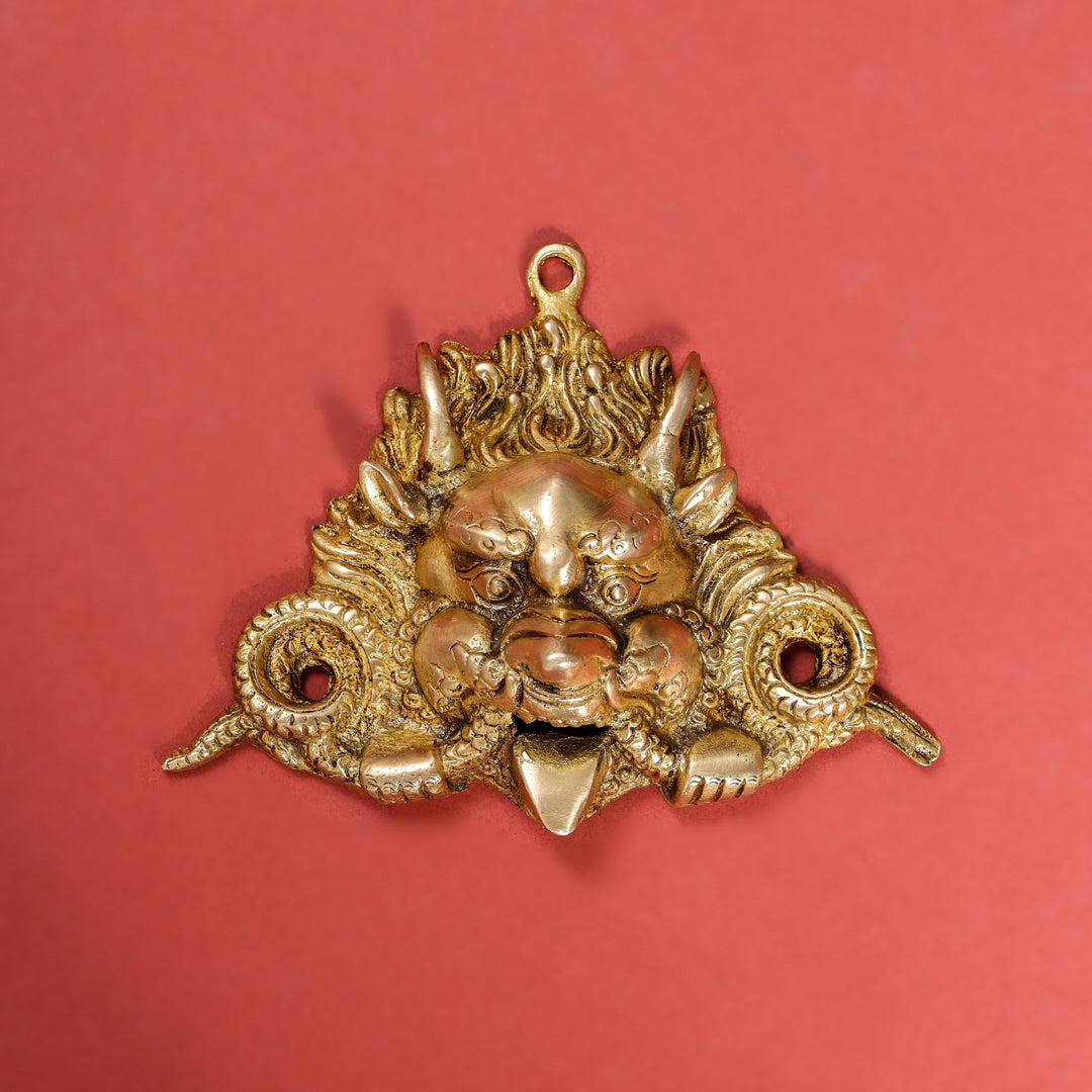 Brass Yali Face Wall Hanging (5.5 Inch)