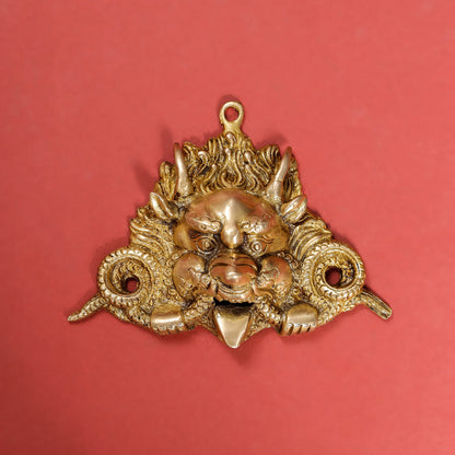 Brass Yali Face Wall Hanging (5.5 Inch)