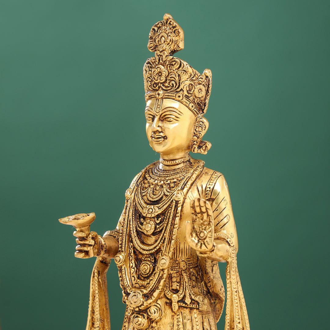 Brass Yogi Swami Narayan Statue (7 Inch)