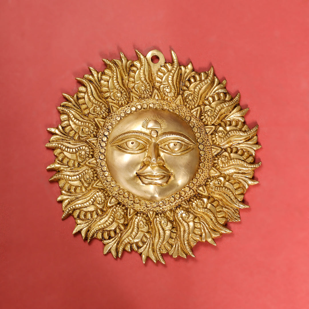 Brass Sun Face Wall Hanging (6.5 Inch)