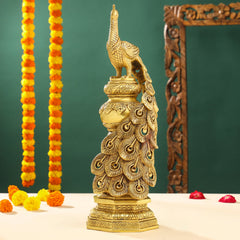 Brass Decorative Peacock Figurine (20 Inch)