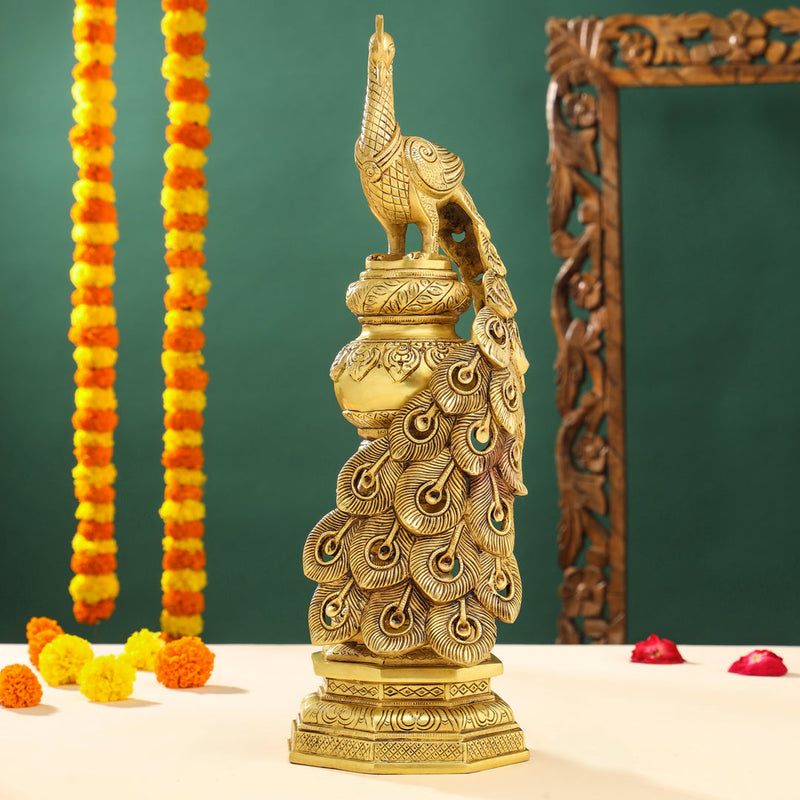 Brass Decorative Peacock Figurine (20 Inch)
