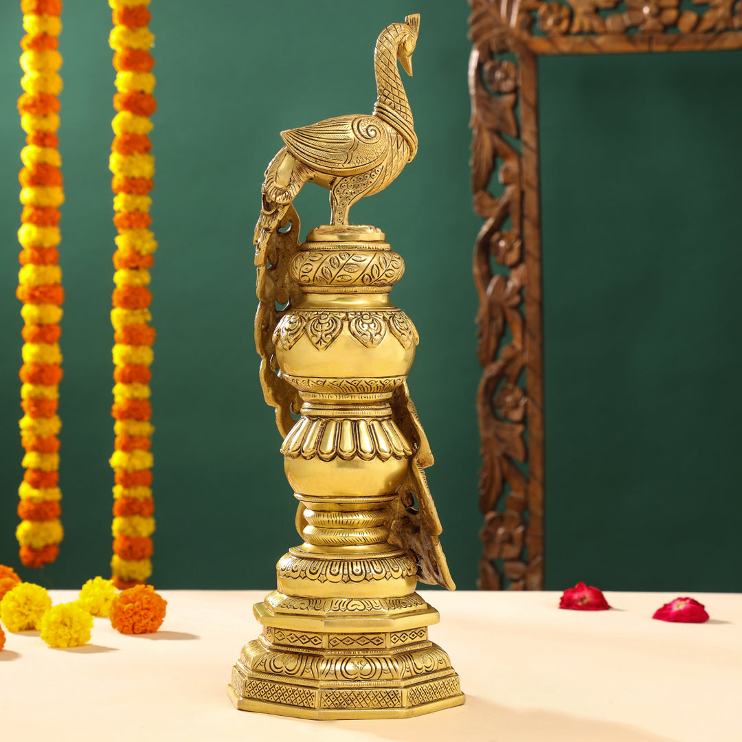 Brass Decorative Peacock Figurine (20 Inch)