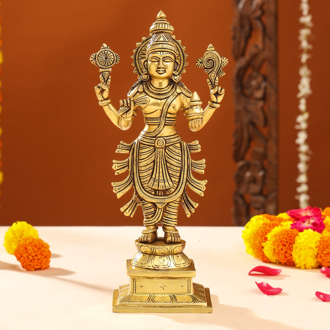 Brass Lord Dhanvantari Idol (13 Inch)