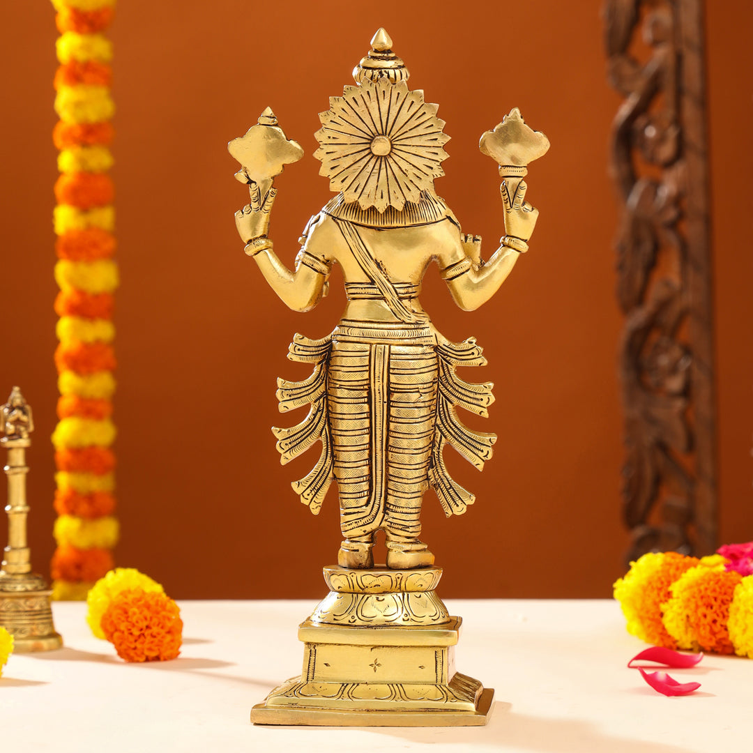 Brass Lord Dhanvantari Idol (13 Inch)