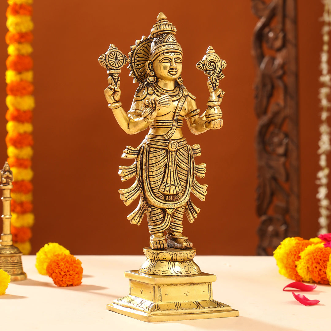 Brass Lord Dhanvantari Idol (13 Inch)
