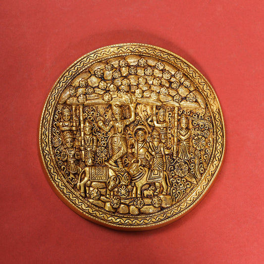Brass Goverdhan Plate Wall Hanging (8 Inch)
