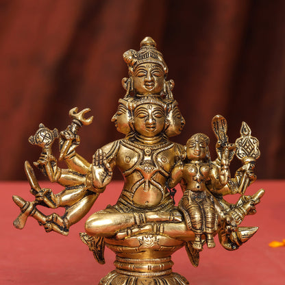 Brass Shiva Parvati Sitting Statue