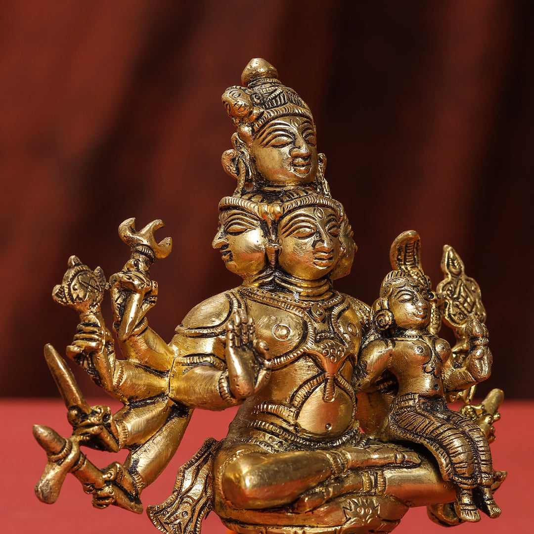 Brass Shiva Parvati Sitting Statue