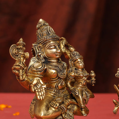 Brass Shiva Parvati Sitting Statue
