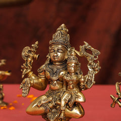 Brass Shiva Parvati Sitting Statue