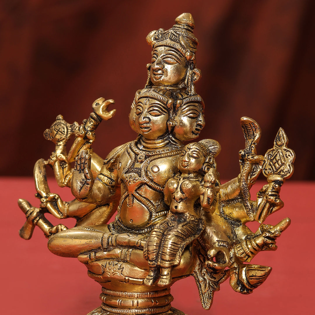 Brass Shiva Parvati Sitting Statue