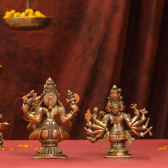 Brass Shiva Parvati Sitting Statue