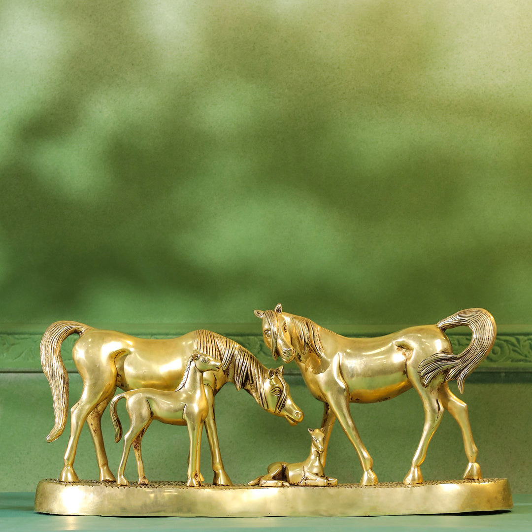 Brass Modern Horse Showpiece (11 Inch)