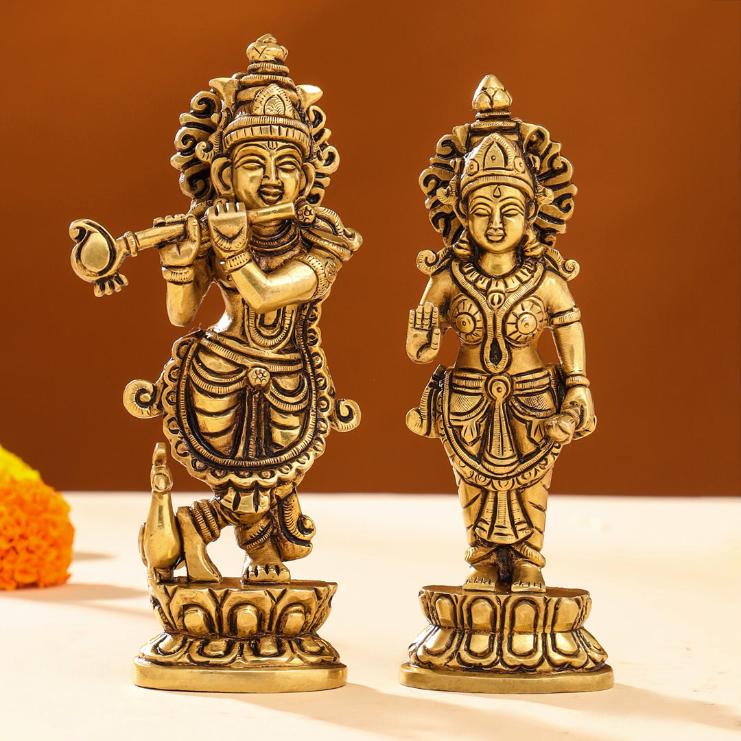 Brass Superfine Radha krishna Idols Set (7 Inch)