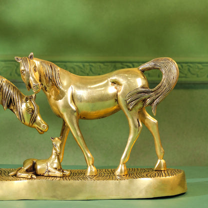 Brass Modern Horse Showpiece (11 Inch)