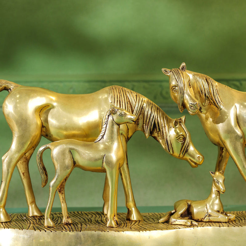 Brass Modern Horse Showpiece (11 Inch)