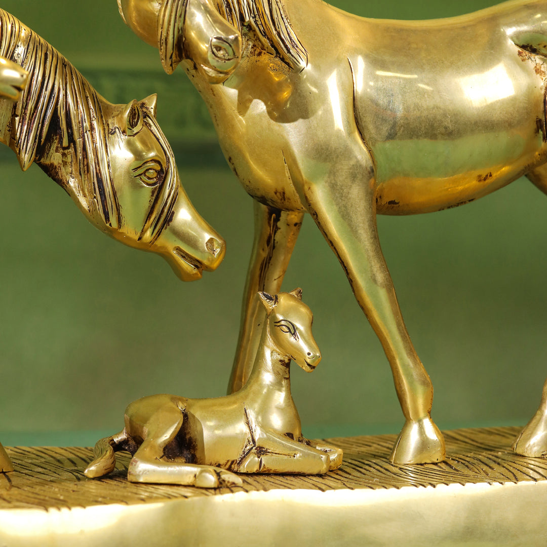 Brass Modern Horse Showpiece (11 Inch)