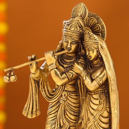 Brass Superfine Radha Krishna Idol (9 Inch)