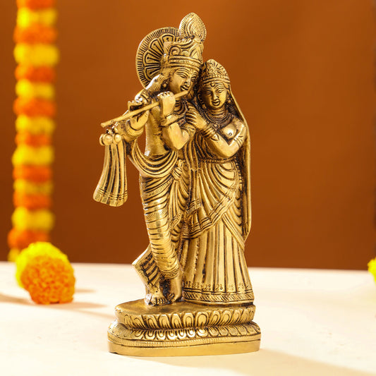 Brass Superfine Radha Krishna Idol (9 Inch)