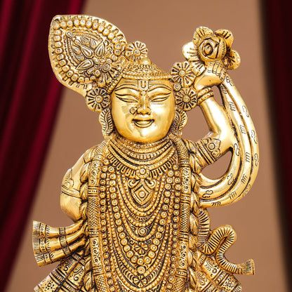 Brass Lord Shri Nath Ji Idol (13 Inch)