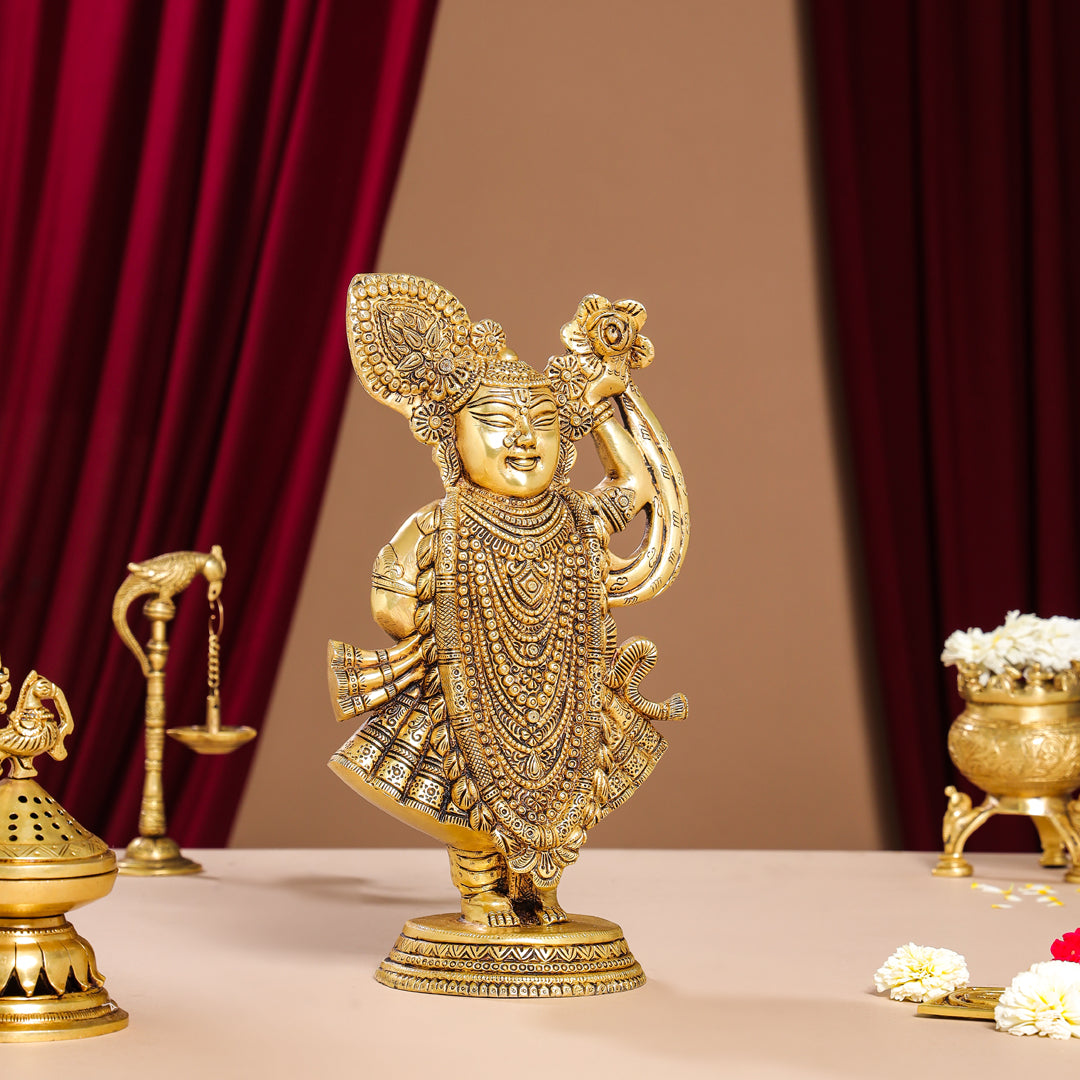 Brass Lord Shri Nath Ji Idol (13 Inch)