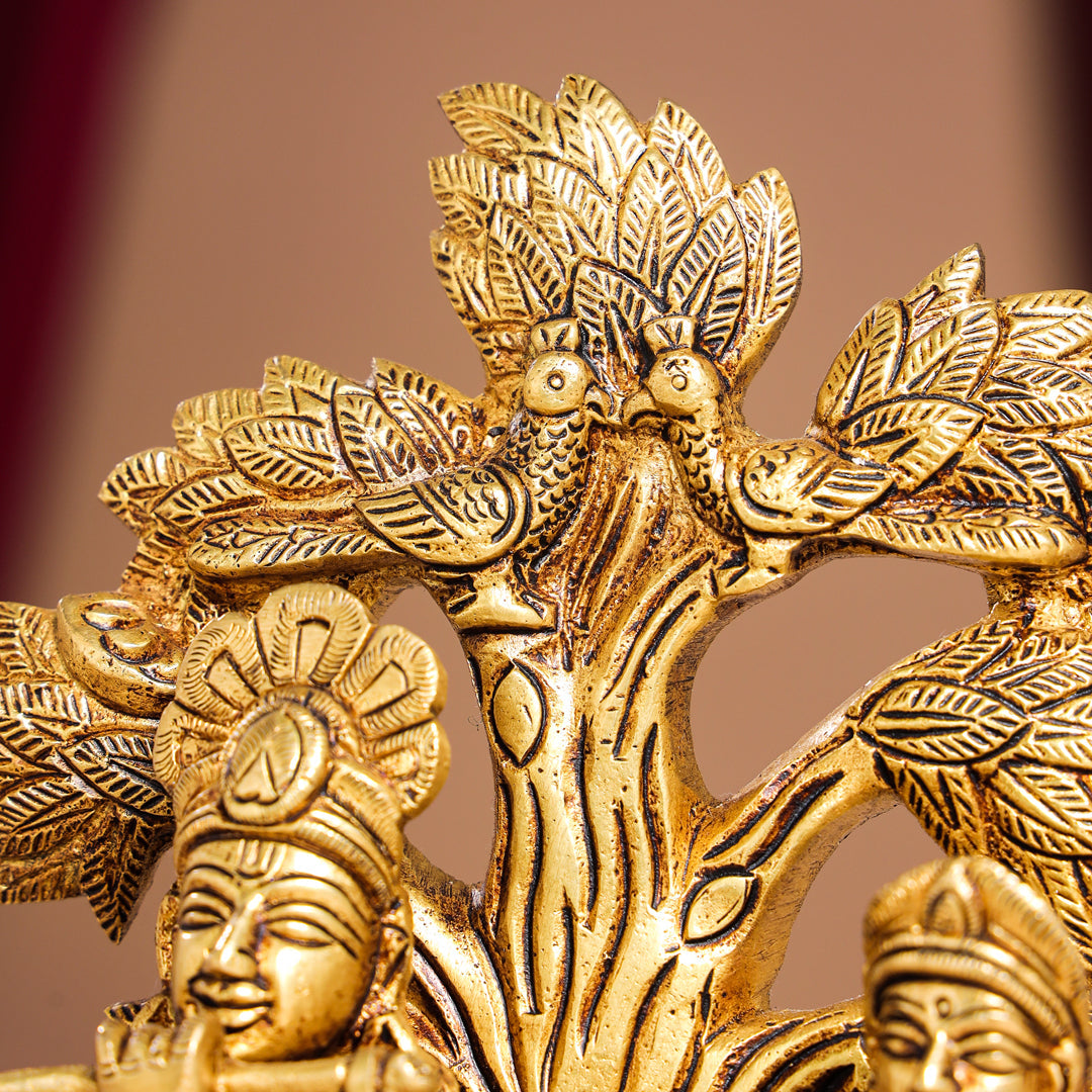 Brass Radha Krishna Idols Under Tree (7 Inch)