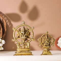 Brass Vishnu Narasimha Chakratalwar Statue