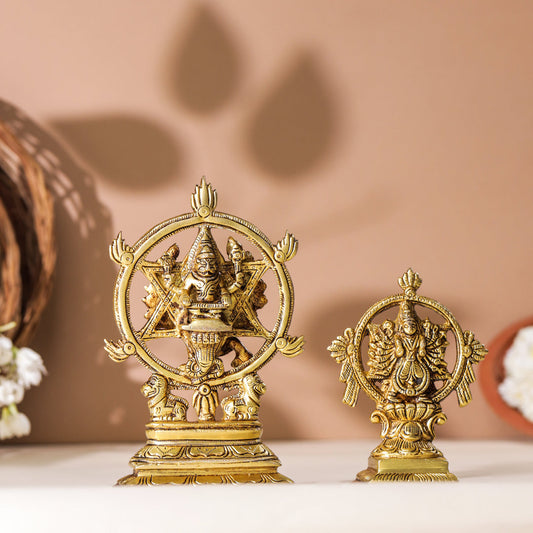 Brass Vishnu Narasimha Chakratalwar Statue