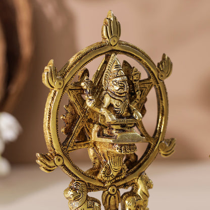 Brass Vishnu Narasimha Chakratalwar Statue