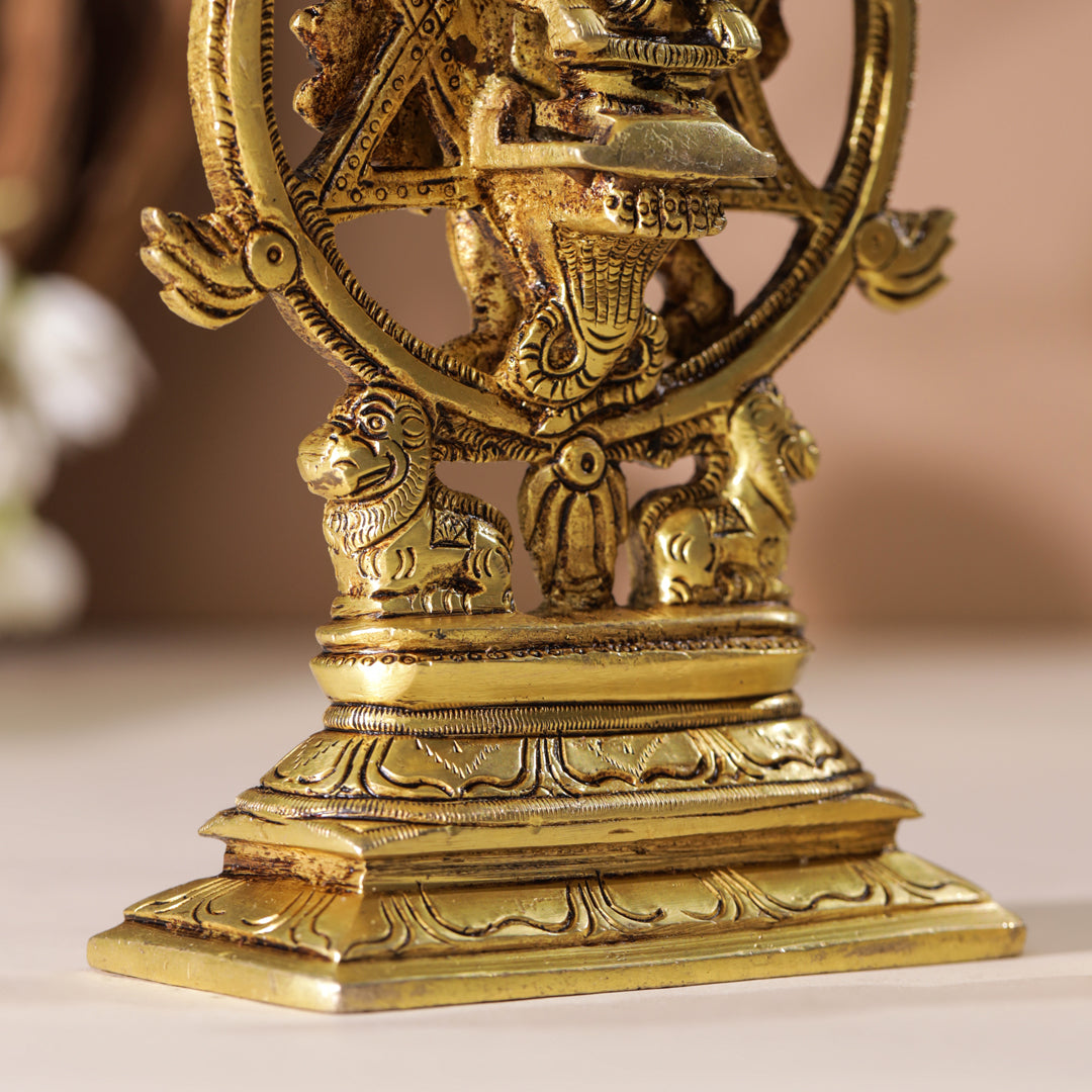 Brass Vishnu Narasimha Chakratalwar Statue