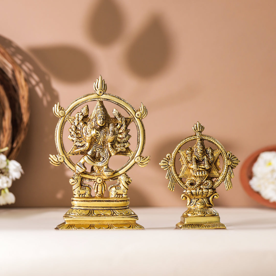 Brass Vishnu Narasimha Chakratalwar Statue