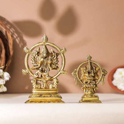 Brass Vishnu Narasimha Chakratalwar Statue