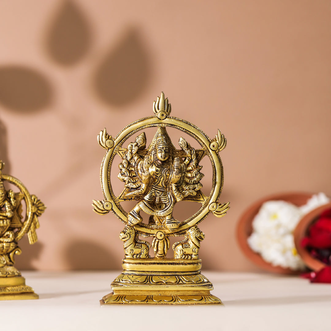 Brass Vishnu Narasimha Chakratalwar Statue