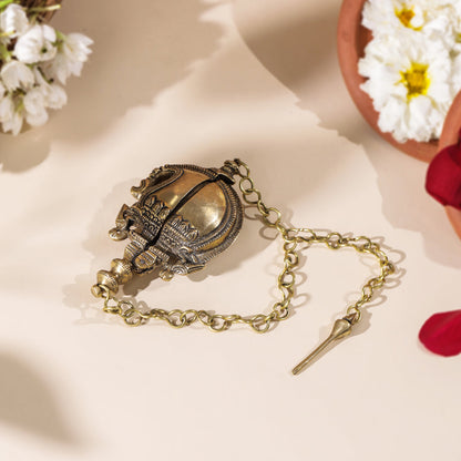 Brass Chuna Dani With Long Chain And Stick (2.5 Inch)