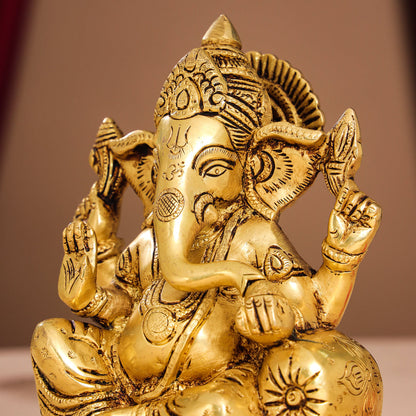 Brass Lord Ganesha Idol (7 Inch)