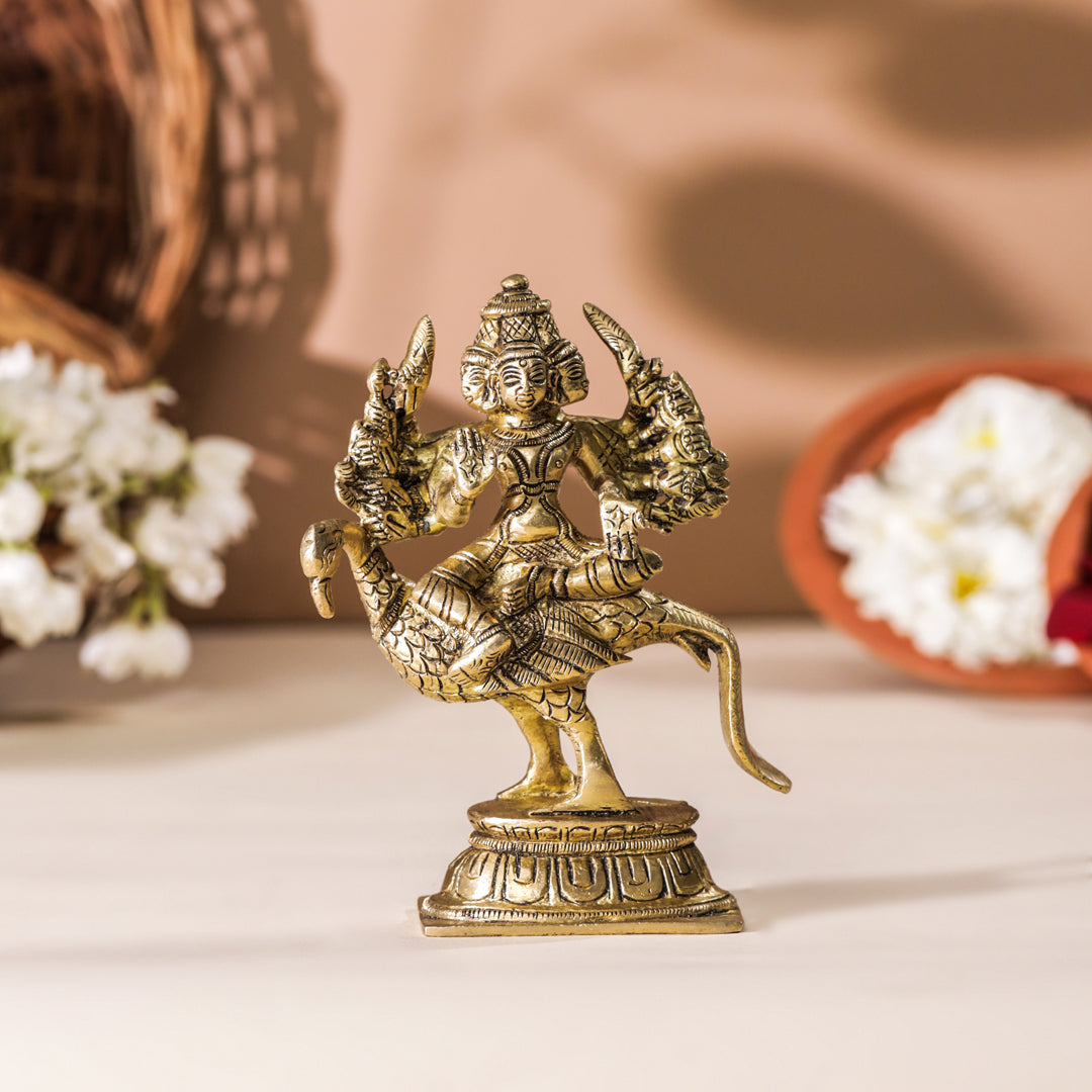 Brass Lord Murugan/Kartikeya Idol (5 Inch)