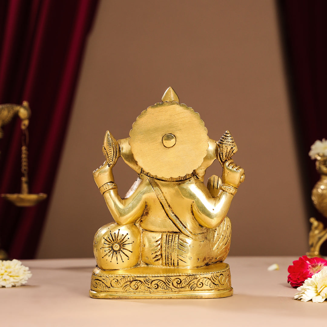 Brass Lord Ganesha Idol (7 Inch)