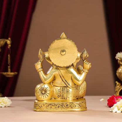 Brass Lord Ganesha Idol (7 Inch)