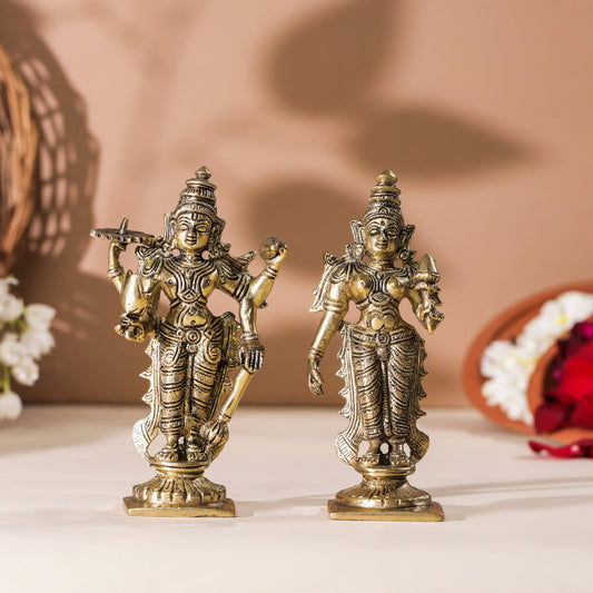 Brass Vishnu Lakshmi Set (6 Inch)