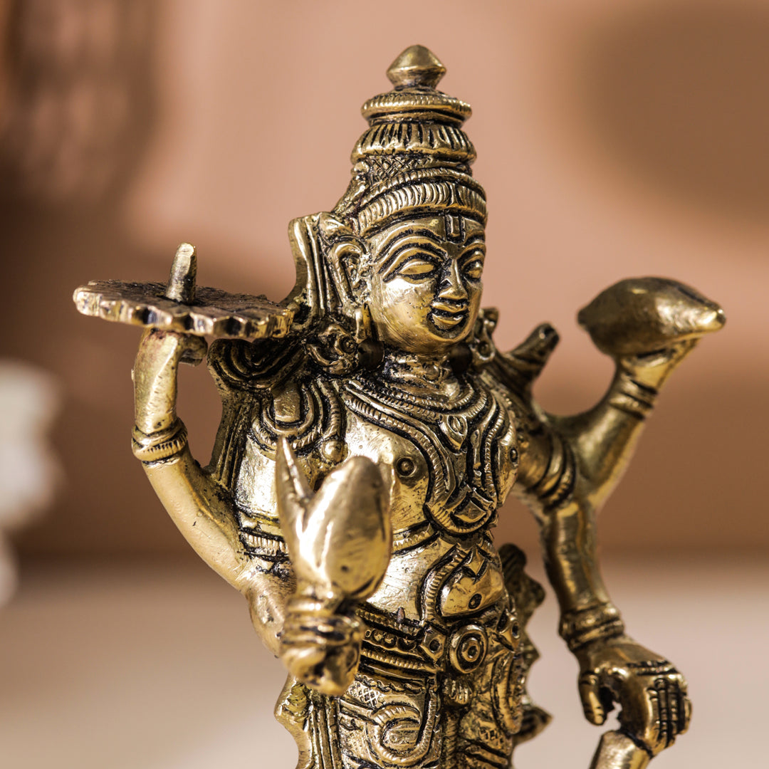 Brass Vishnu Lakshmi Set (6 Inch)